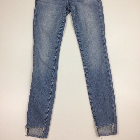 FRAME Le Skinny De Jeanne Westway Light Wash Raw Edge Step Hem Slim Fit Jeans - Picture 6 of 11